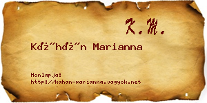 Káhán Marianna névjegykártya